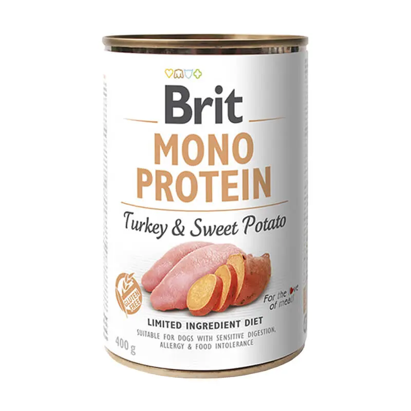 Brit Mono Protein Turkey & Sweet Potato (Pavo & Papas) Lata 400 Gr