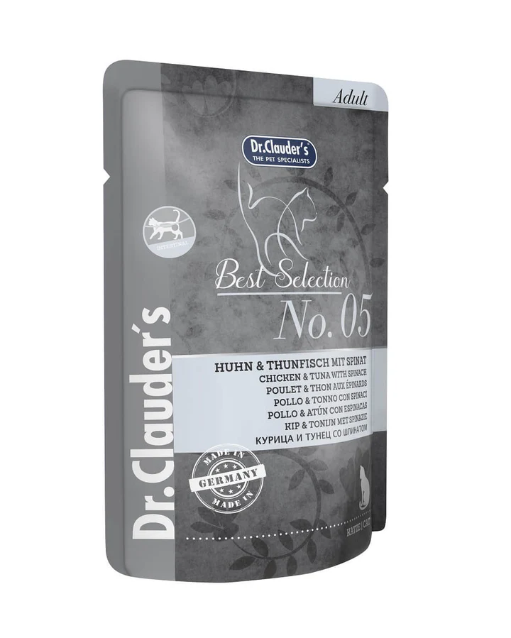 Dr. Clauder´s N°5 Best Selection Chicken & Tuna With Spinach Gatos 85 Gr